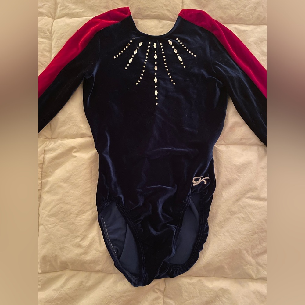 Long sleeve velvet gymnastics leotard